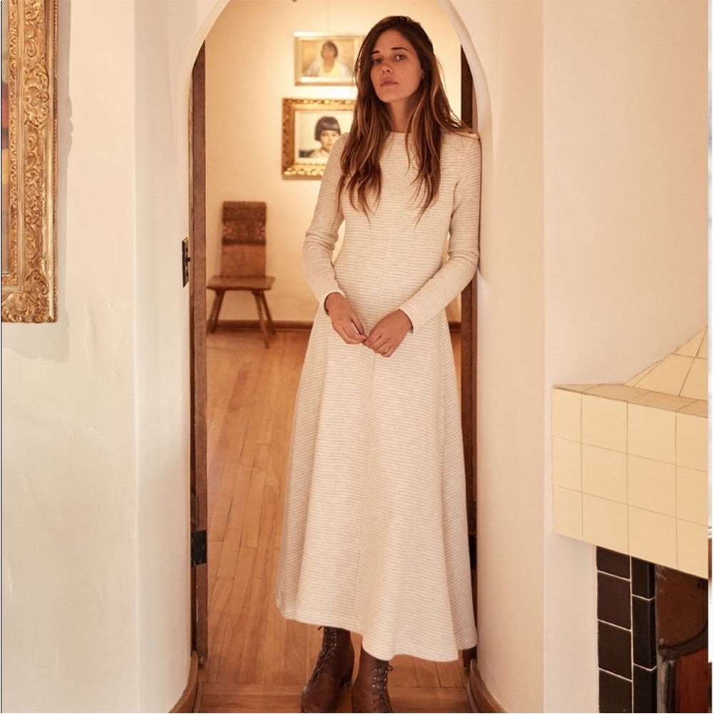 Christy Dawn Long Sleeve Bowie Dress Oatmilk Knit